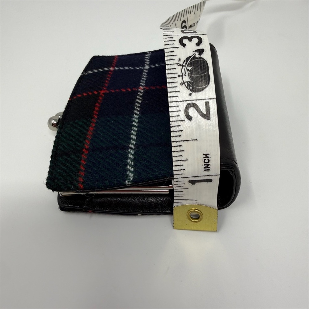 Vintage Coach Plaid Coin Purse Wallet Kisslock Leather Trim Tartan Wool Small - Picture 11 of 12